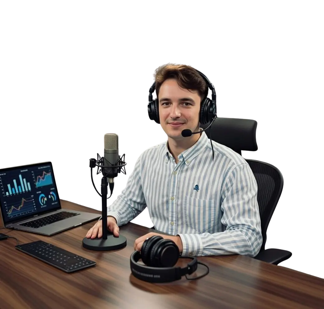 Luis Coll grabando un podcast